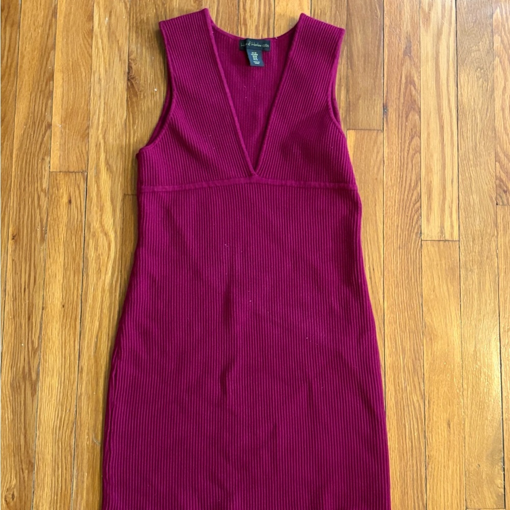 House of Harlow Vneck Ribbed Magenta Bodycon Dress